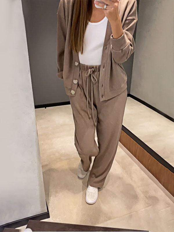 BELLA | WOMEN’S BUTTON-DOWN CARDIGAN & SWEATPANTS SET