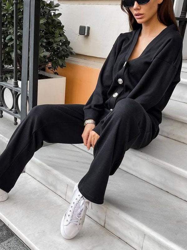 BELLA | WOMEN’S BUTTON-DOWN CARDIGAN & SWEATPANTS SET