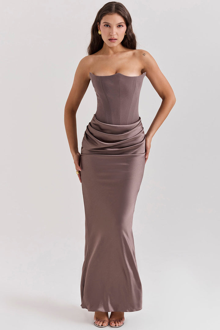 JULIENNE | STRAPLESS SATIN MAXI DRESS