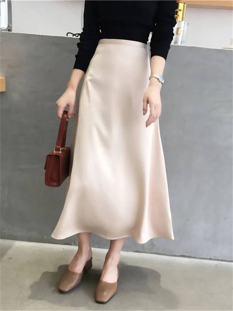 JINKEE | SATIN MIDI SKIRT