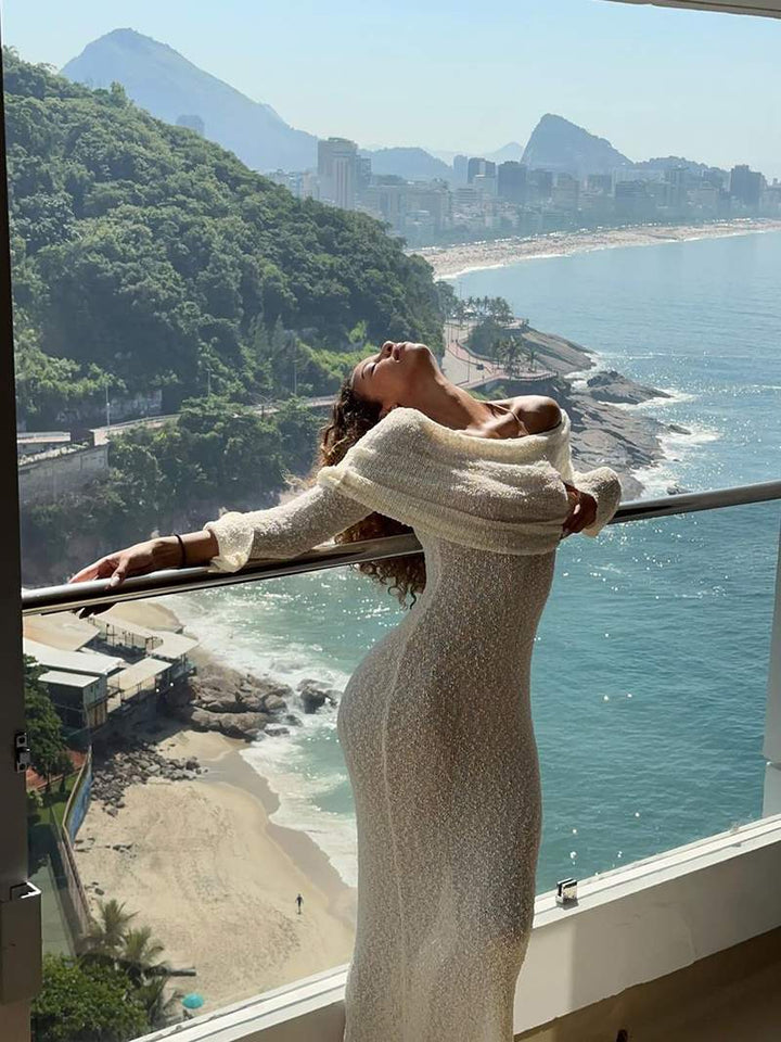 SOMIA | HOLLOW-OUT OFF-SHOULDER MATERNITY DRESS